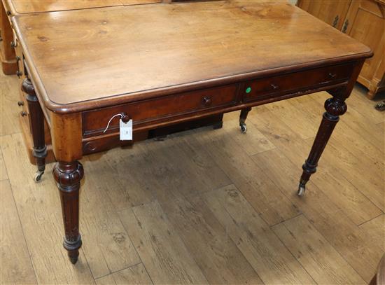 A Victorian mahogany two drawer side table, stamped Heal & Son, London W.120cm